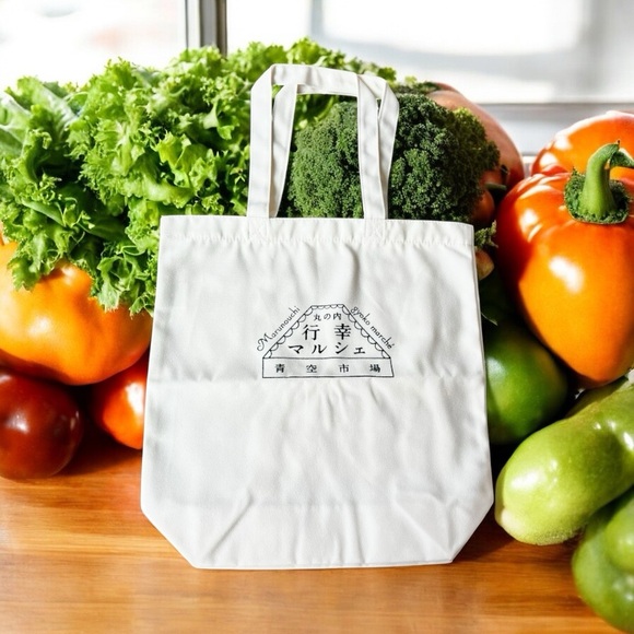 Japanese Market Shopping Cotton Canvas White Tote Bag Eco-Friendly Bag New - Picture 8 of 10